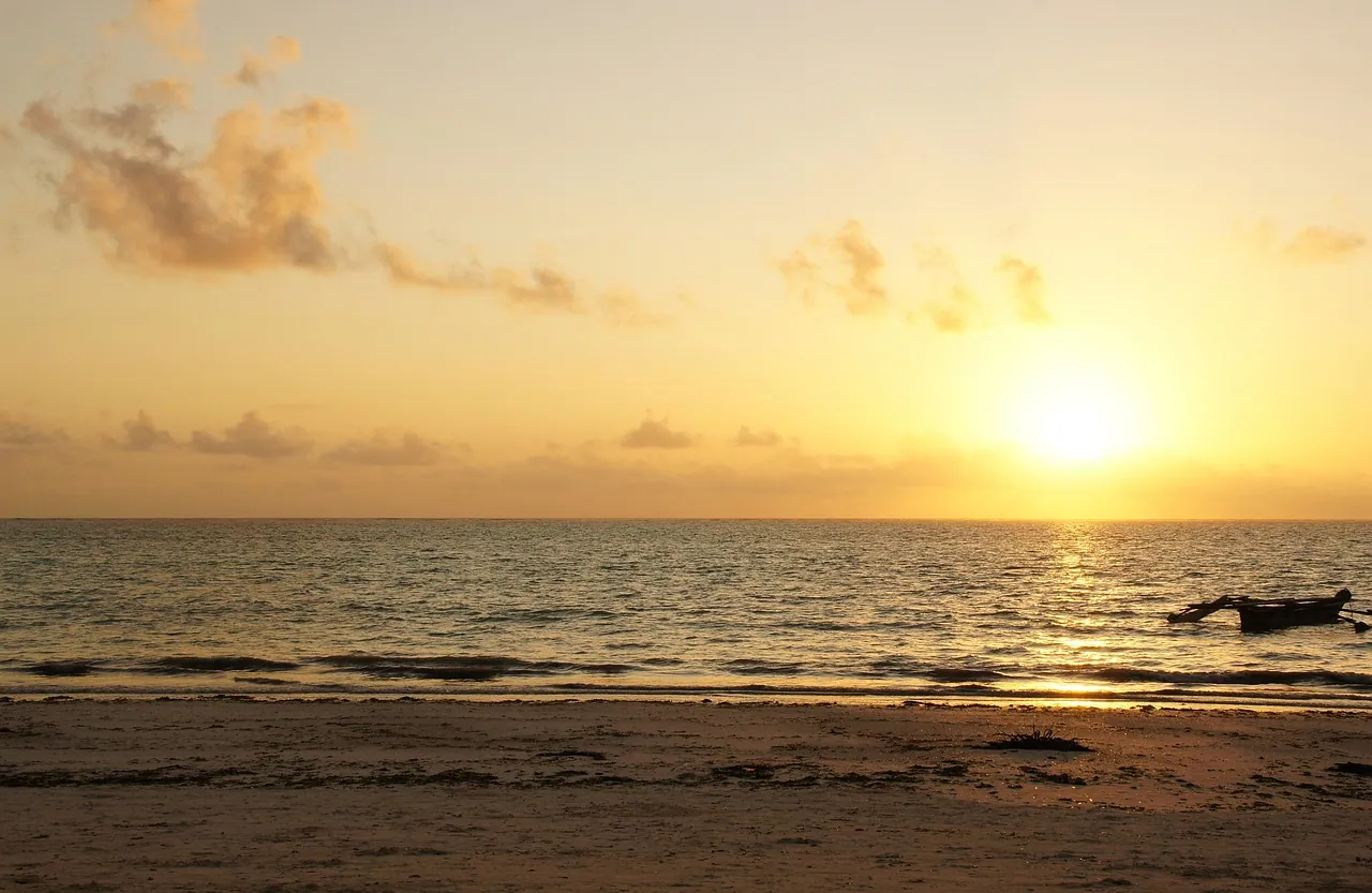 A golden sunset over the sea